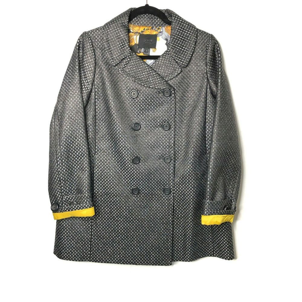J.Crew Collection Metallic Tweed Peacoat Double Breasted Jacket Gunmetal Size 8